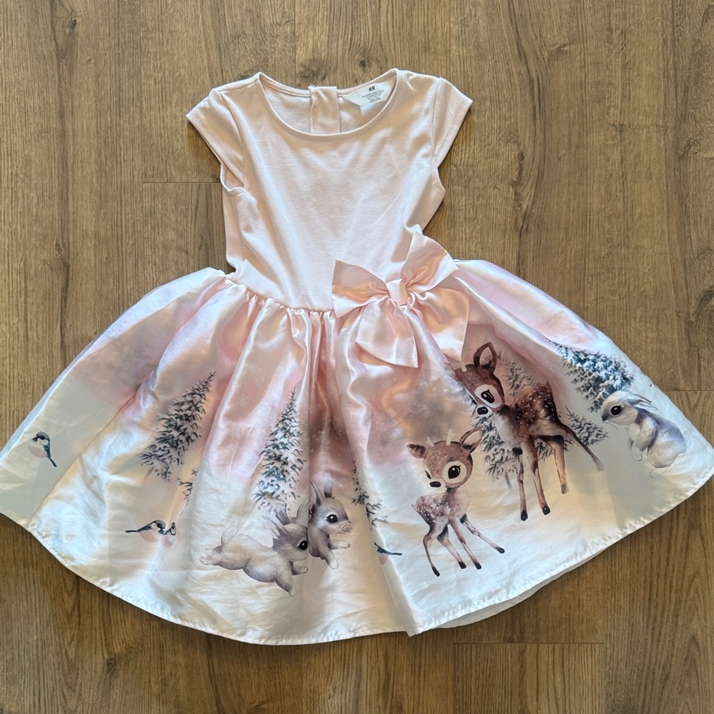 H&M Pink Forest Animal Print Kids Dress